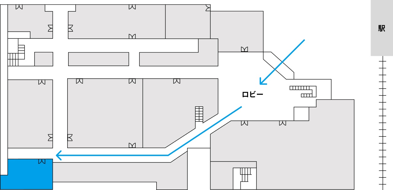 ロビー〜Sano L•A•Bまでの行き方のマップ